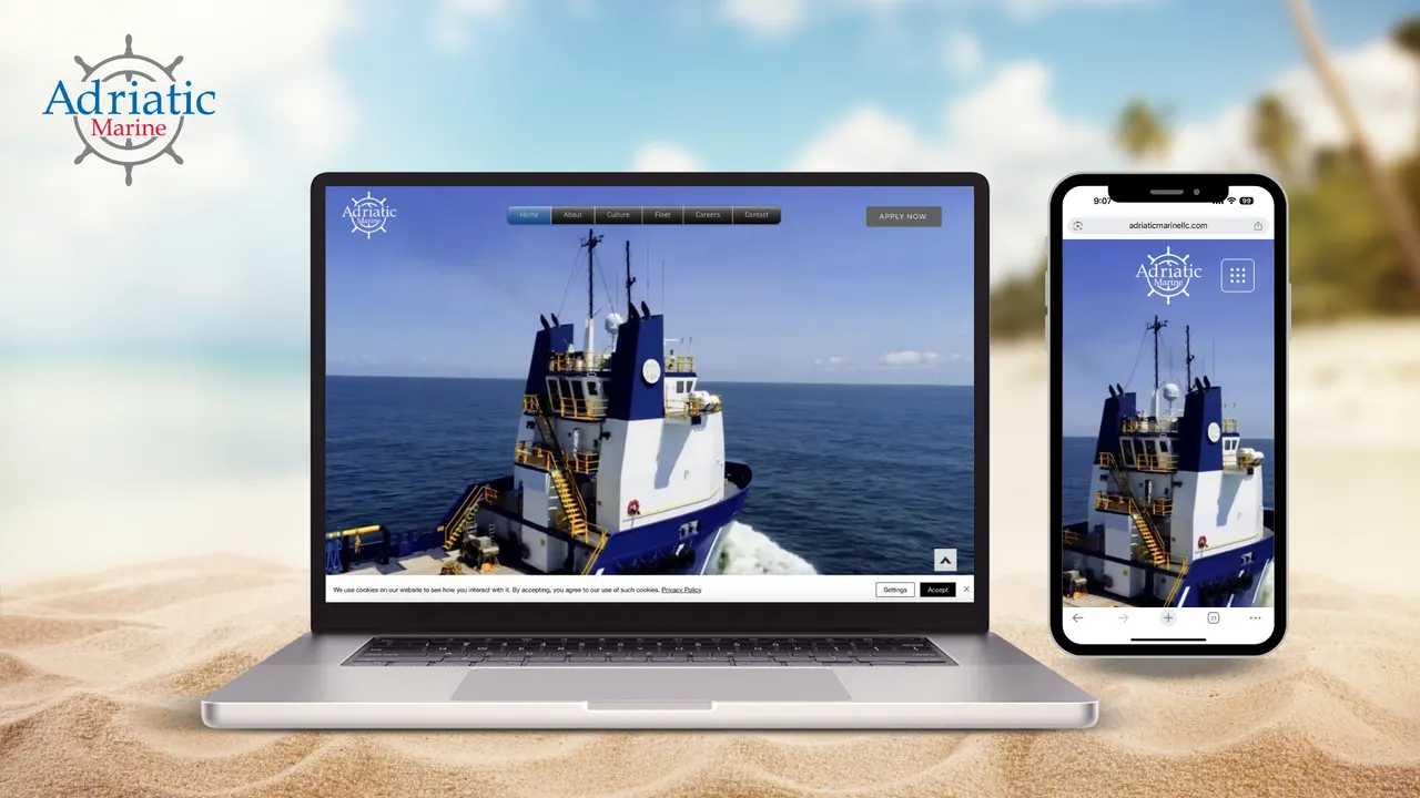 Adriatic Marine website built by Make Waves Marketing - Industrial industry, Louisiana.