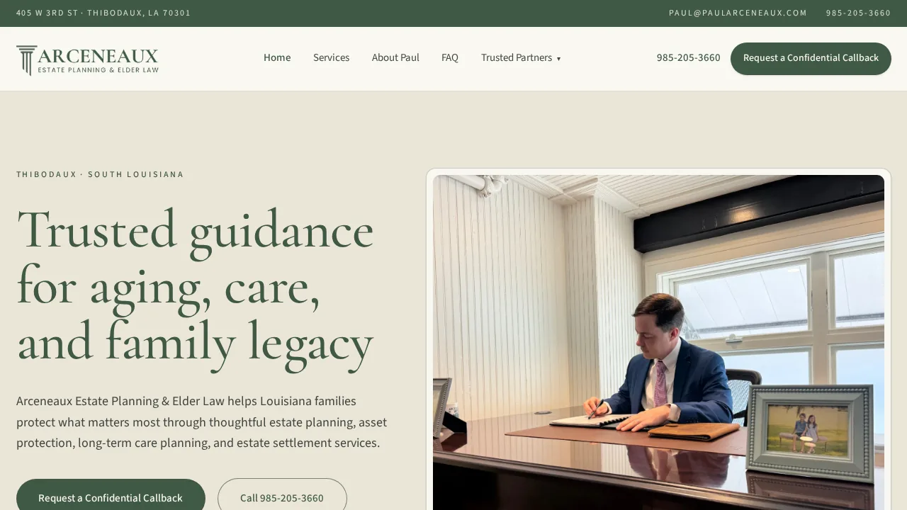 Arceneaux Estate Planning & Elder Law website