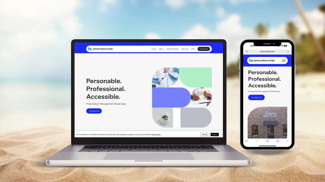 Bayou Drugs website built by Make Waves Marketing - Healthcare industry, Louisiana.
