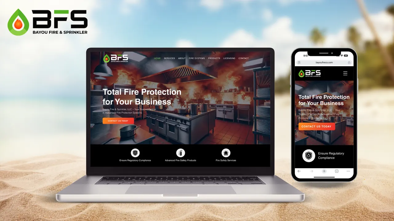 Bayou Fire & Sprinkler website built by Make Waves Marketing - Industrial industry, Louisiana.