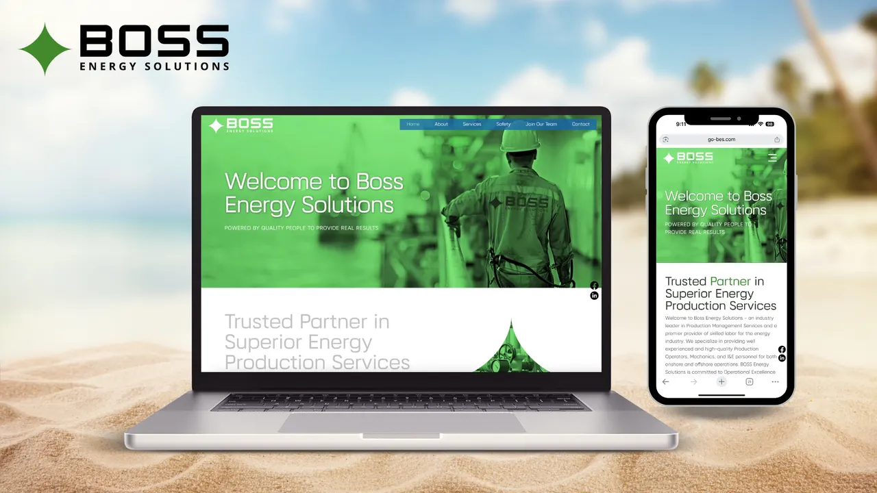 Boss Energy website built by Make Waves Marketing - Energy industry, Louisiana.