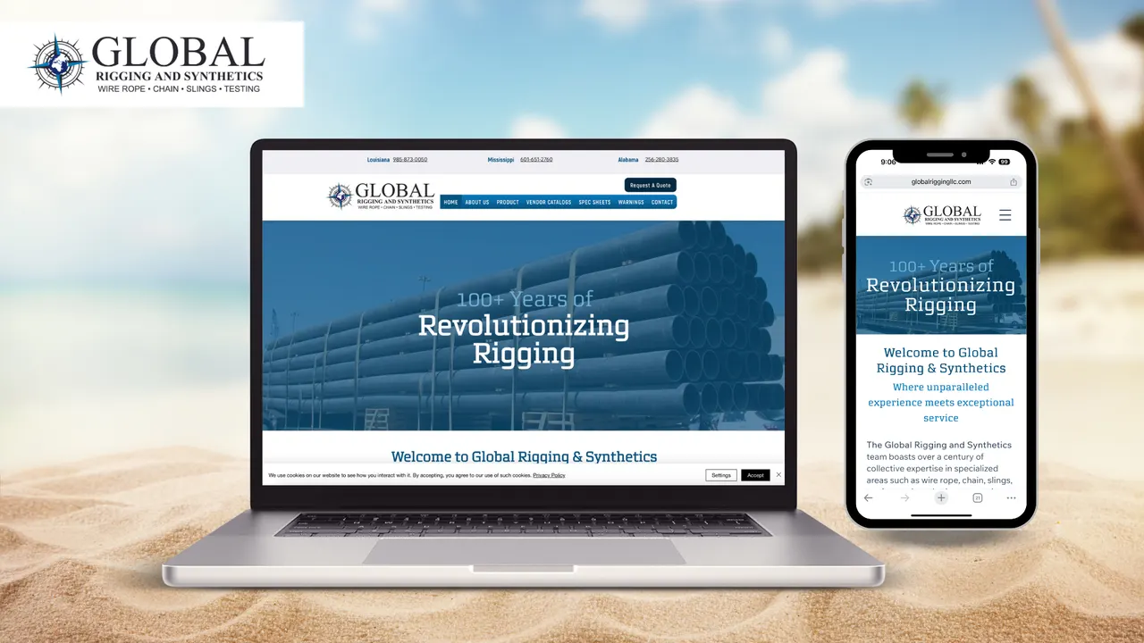 Global Rigging website built by Make Waves Marketing - Industrial industry, Louisiana.