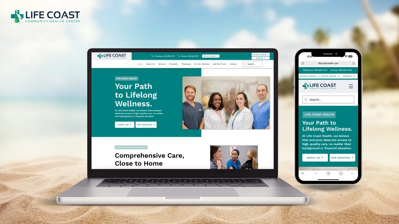 Life Coast website built by Make Waves Marketing - Healthcare industry, Louisiana.
