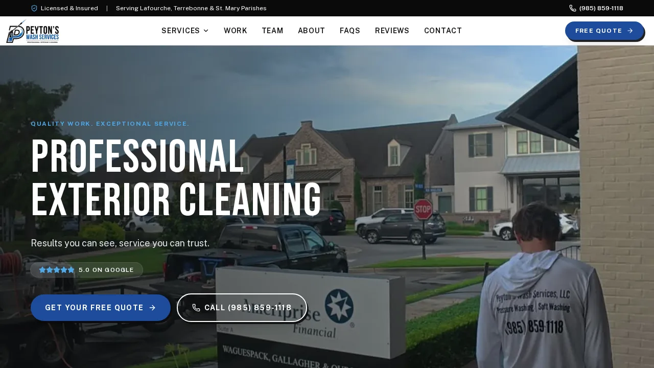 Peyton's Wash Services website