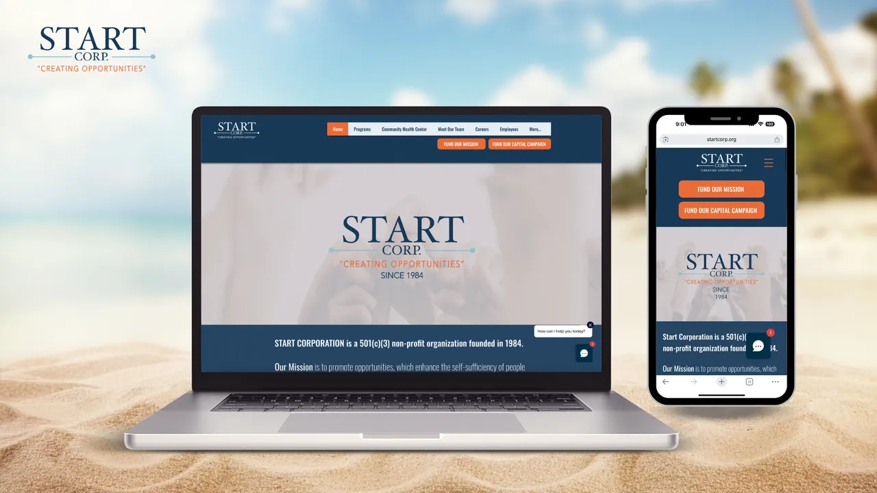 Start Corp website built by Make Waves Marketing - Nonprofit industry, Louisiana.