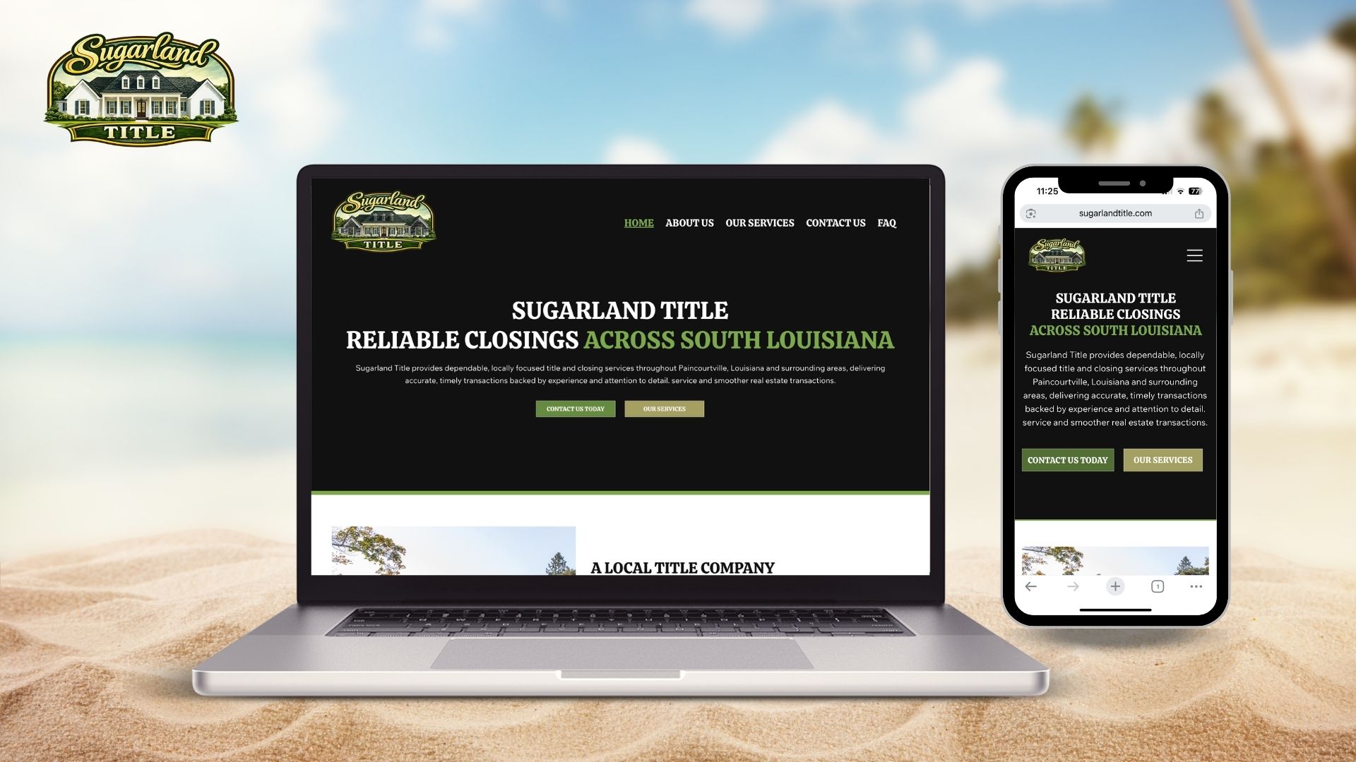 Sugarland Title website built by Make Waves Marketing - Professional Services industry, Louisiana.